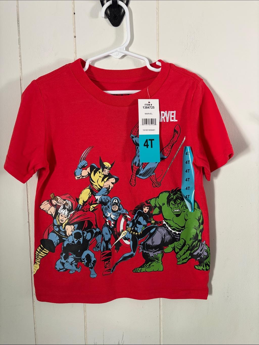 371 - Marvel Red Avengers Graphic Tee With Multi-Color Heroes New